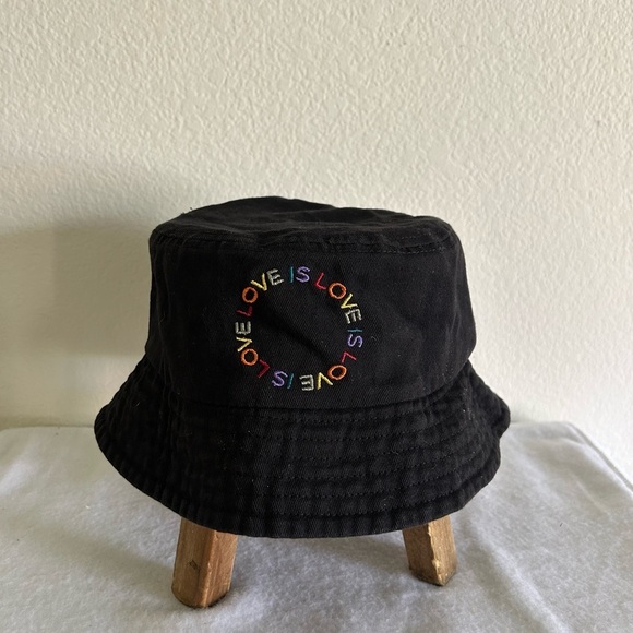 Pride Apparel Love Is Love Black Bucket Hat, Adult One Size Fits Most - Picture 1 of 6